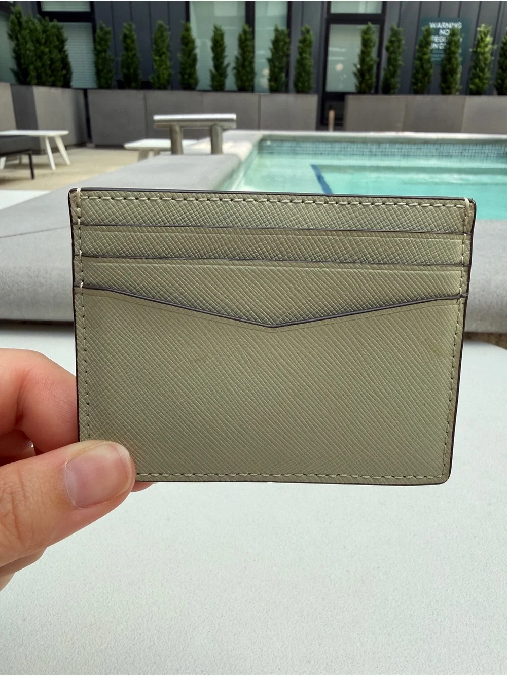 Kate Spade ♠️ Saffiano Leather Staci Small Slim Card Holder Beach Glass WLR00129 - Picture 3 of 4